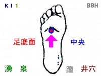 夏バテに効果のある「湧泉(ゆうせん)」というツボの図解