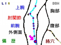 ドケルバン病の鍼灸治療で使用する「遍歴(へんれき)」というツボの図解